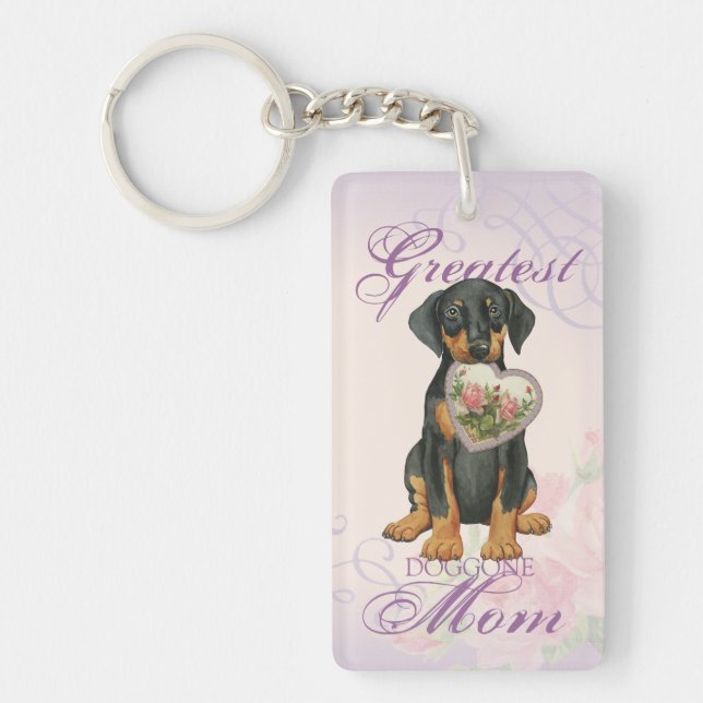 Llavero Doberman Pinscher Heart Mom (Frente)