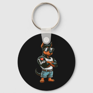 Llavero Doberman Pinscher I Love Dad Funny Dog Tattoo