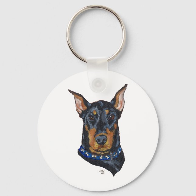 Llavero Doberman Pinscher negro (Anverso)