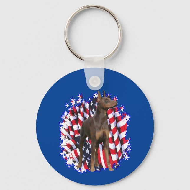 Llavero Doberman Pinscher (rojo) Patriota (Anverso)