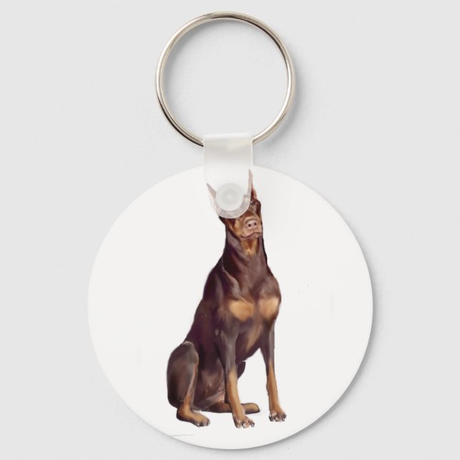 Llavero Doberman (sentado rojo) (Anverso)