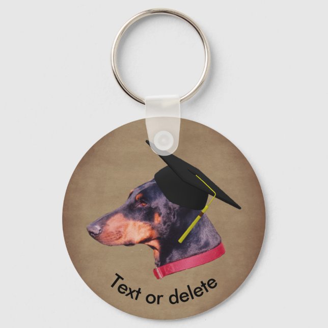 Llavero Doberman The Graduate Funny Dog Personalized (Anverso)