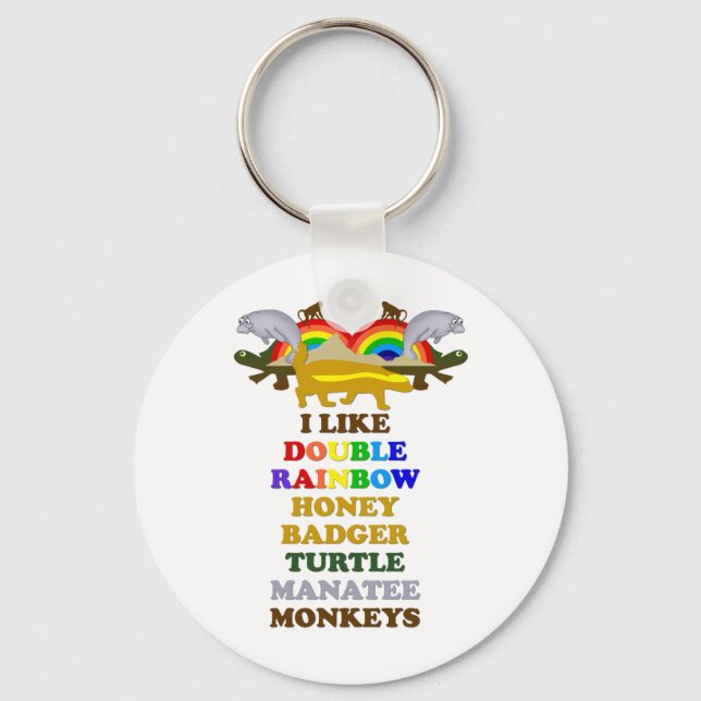 Llavero Doble arcoiris Miel Badger Monos manatales de tort (Anverso)