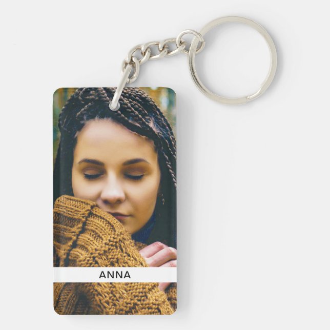 Llavero Doble cara 2 Foto y nombre Claves acrílicas (Atrás)