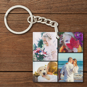 Llavero Doble cara 8 fotos RoundBlack Keychain