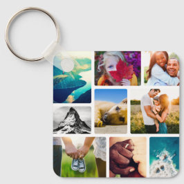 Llavero Doble cara 9 Collages de fotos Llave Metalizado bl