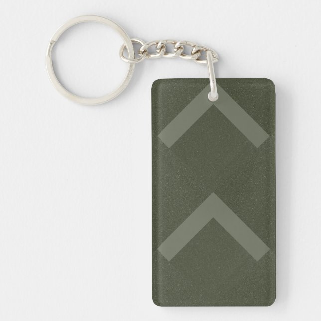 Llavero Doble Chevron Verde Musgo – Personalizable (Frente)