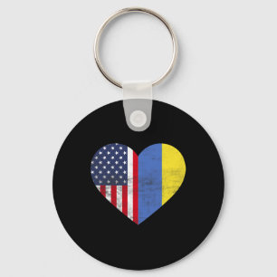Llavero Doble Ciudadanía Estados Unidos Ucrania Corazón Am