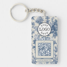 Llavero Doble código QR para la tela azul elegante para em