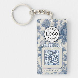 Llavero Doble código QR para la tela azul elegante para em
