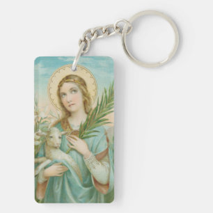 Llavero Doble imagen Santa Inés de Roma (MH 01)