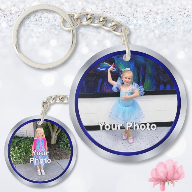 Llavero Doble Lado 2 Tecla Fotográfica, Dos Anillo De Foto (2 sided photo keychain. Two sided personalized keychain. Inexpensive, Photo Gifts for Grandparents.)