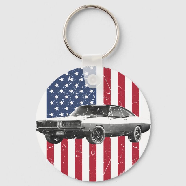 Llavero dodge charger bandera americana (Anverso)