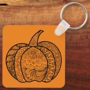Llavero Dodles de Halloween calabazas de boho mandala de o