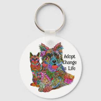 Llavero Dog and Cat Pet Adoption Keychain