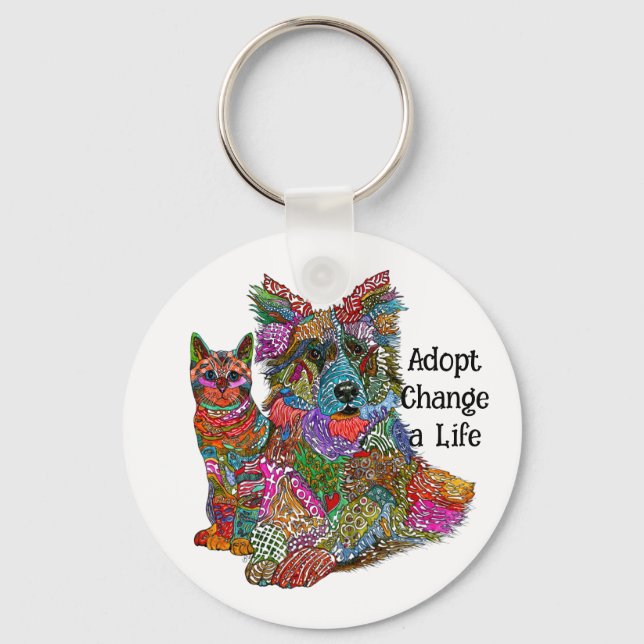 Llavero Dog and Cat Pet Adoption Keychain (Anverso)