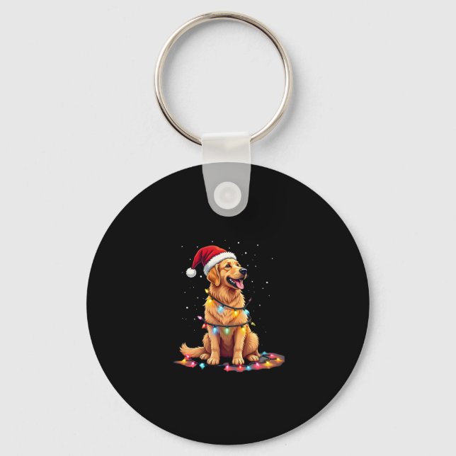 Llavero Dog Golden Retriever Santa Navidades Xmas Lights ( (Anverso)