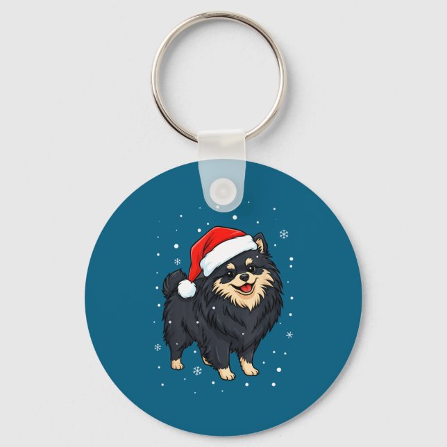Llavero Dog Holiday Meranian Dog Santa Illustration - Fluf (Anverso)