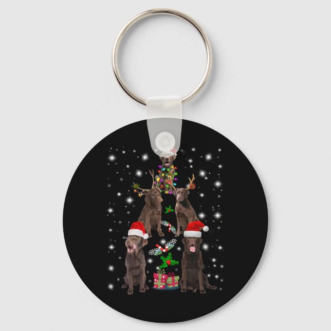 Llavero Dog Lover | Árbol de Navidad Chocolate Labrador (Anverso)