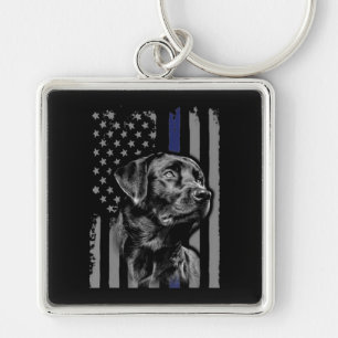 Llavero Dog Lover Línea delgada de la bandera norteameri