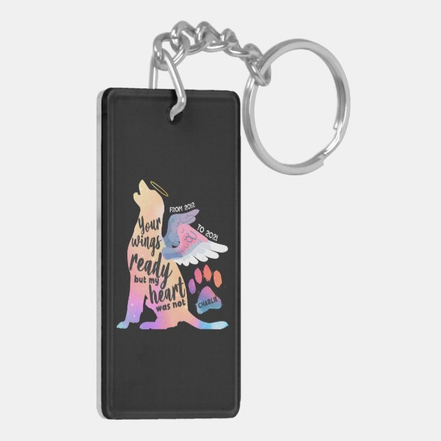 Llavero Dog Mascota Memorial Acuarela Cuidada Diseño Amor (Atrás Izquierda)