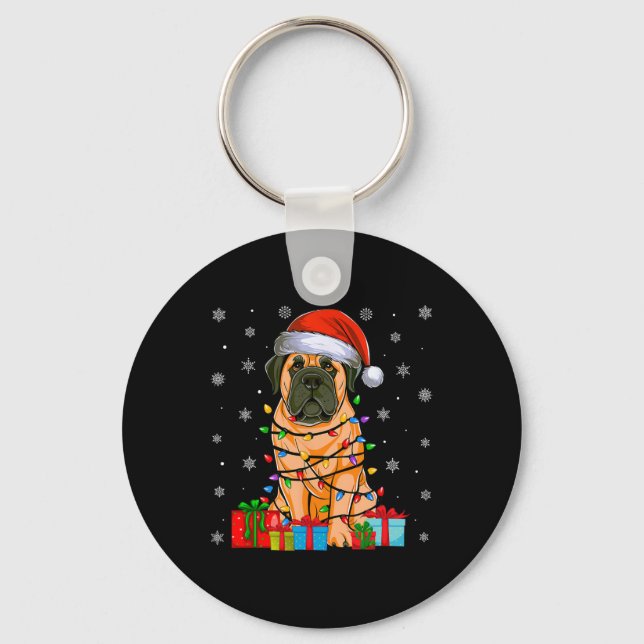 Llavero Dog Ugly Xmas alumbra Santa Hat English Mastiff Do (Anverso)