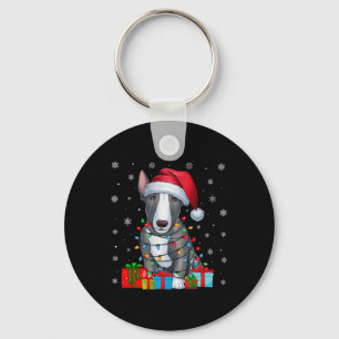 Llavero Dog Ugly Xmas enciende Santa Hat Bull Terrier Dog