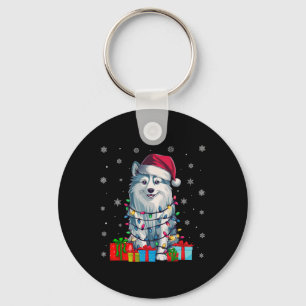 Llavero Dog Ugly Xmas iluminan Santa Hat American Eskimo D