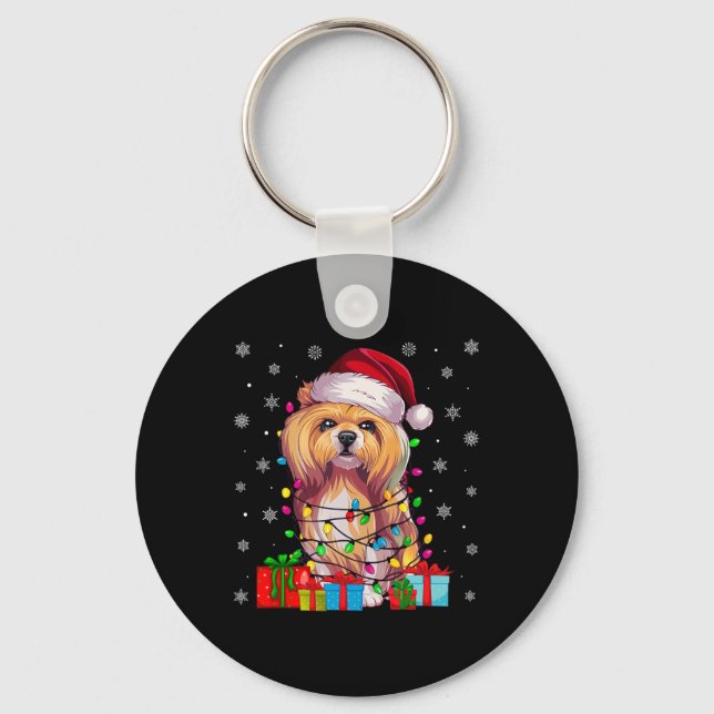 Llavero Dog Ugly Xmas Luces Santa Hat Lhasa Apso Dog Chris (Anverso)