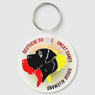 Llavero Dogo Alemán Negro Rojo Dorado