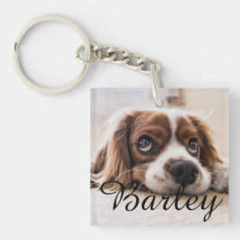 Llavero Dog's Simple Modern Elegant Chic Name and Photo 