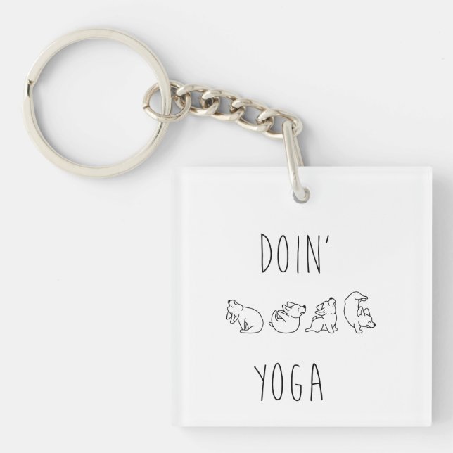Llavero Doin' yoga cute dog (Frente)