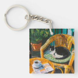 Llavero Domingo perezoso mañana | Acogedora pintura para g