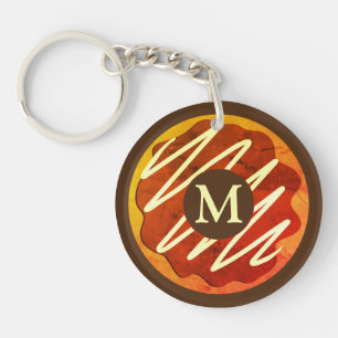 Llavero Dona de chocolate redonda con monograma personaliz