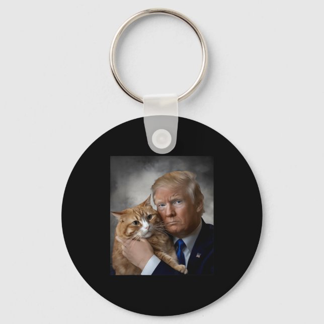 Llavero Donald Trump And Cat Funny Trump And Cat, Litical  (Anverso)