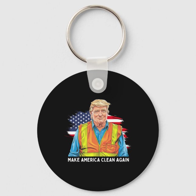 Llavero Donald Trump Viendo Empleado De Basura Hace Amer (Anverso)