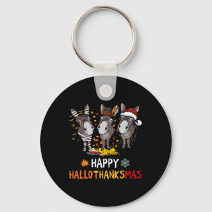 Llavero Donkey Happy Hallothanksmas Halloween Acción de Gr