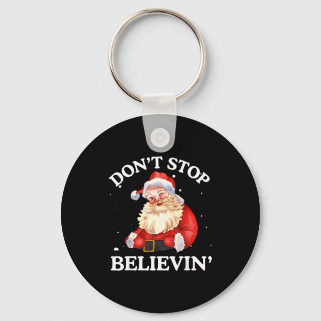 Llavero Don't Stop Believing Santa Funny Santa Claus Face  (Anverso)