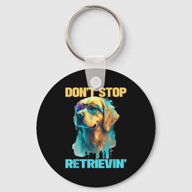 Llavero Don't Stop Retrievin - Retro Golden Retriever Dog  (Anverso)