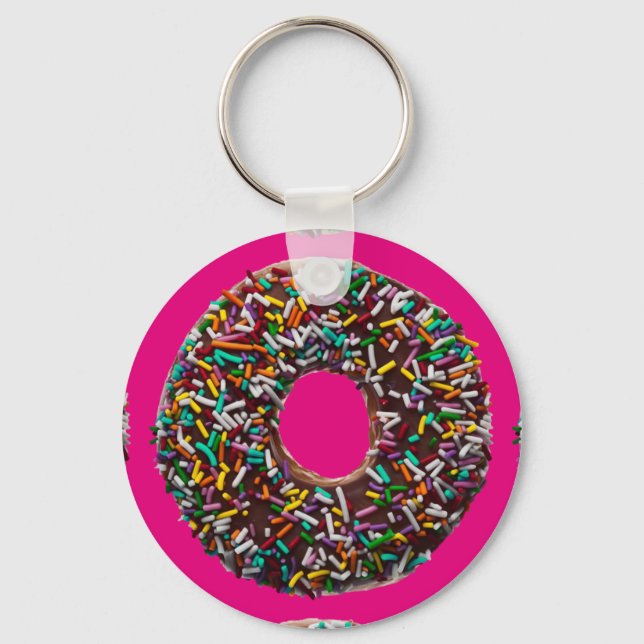 Llavero Donut de chocolate con rociadores de colores (Anverso)