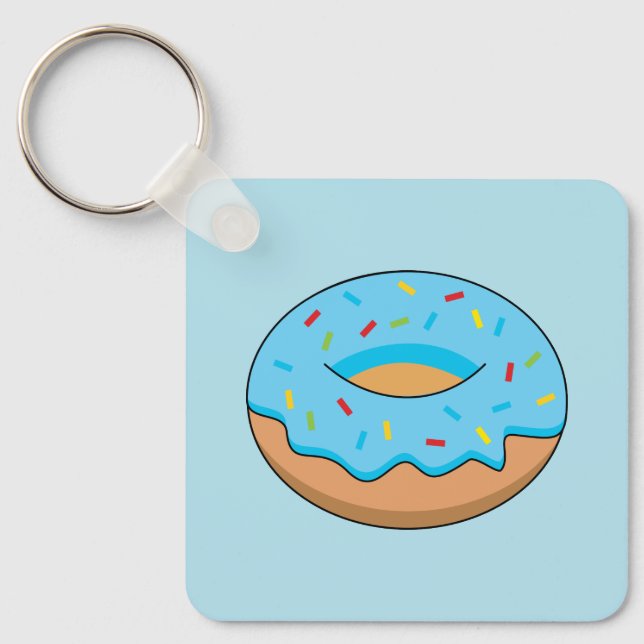 Llavero Donut de escarcha azul con Personalizado Sprinkles (Anverso)
