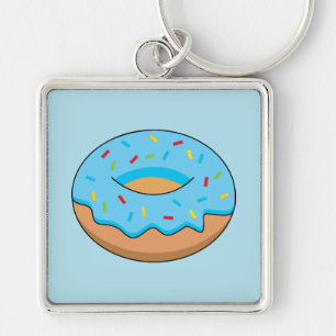 Llavero Donut de escarcha azul con Personalizado Sprinkles