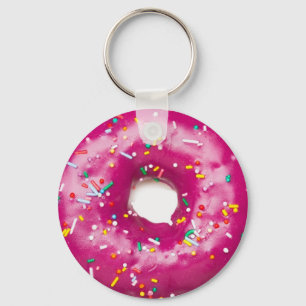 Llavero - Donut Rosa Brillante Con Purpurina