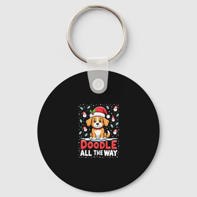 Llavero Doodle All The Way Funny Goldendoodle Santa Hat Ch (Anverso)