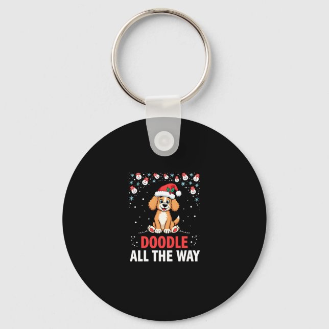 Llavero Doodle All The Way Funny Goldendoodle Santa Hat Ch (Anverso)