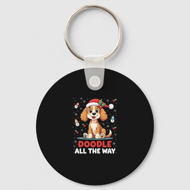 Llavero Doodle All The Way Funny Goldendoodle Santa Hat Ch (Anverso)