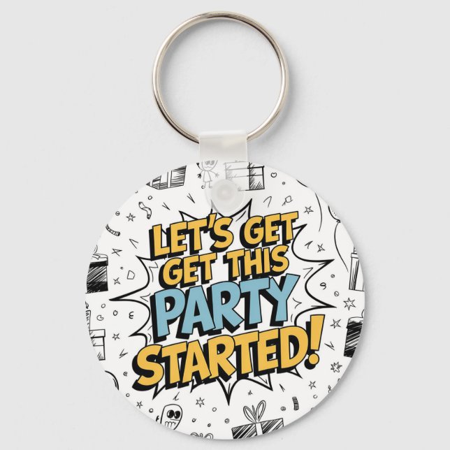 Llavero Doodle Art Explosion Birthday Design (Anverso)