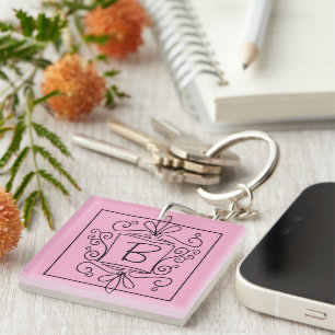Llavero Doodle con monograma de nombre personaliza