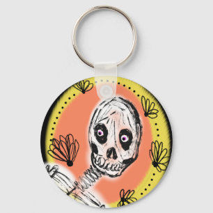 Llavero Doodle de Halloween de esqueleto espeluznante