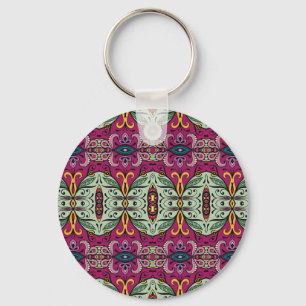 Llavero Doodle étnico tribal geométrico floral